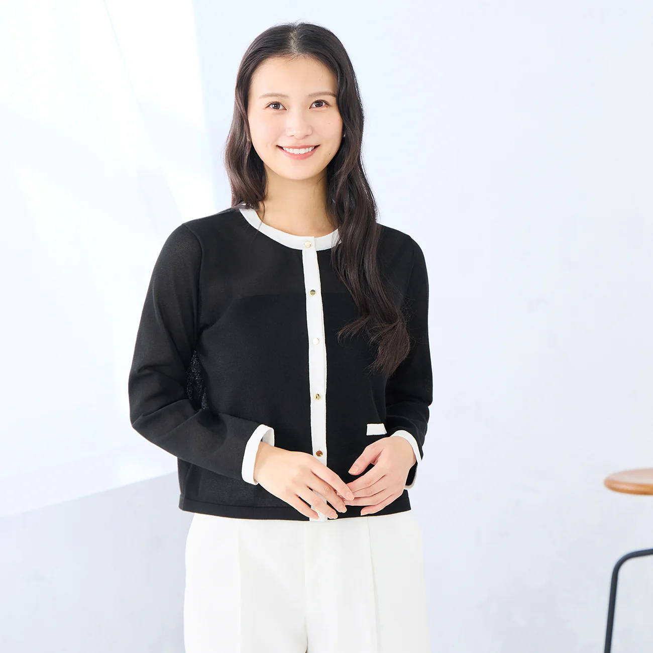 Contrast Sheer Knit Jacket - Image 14