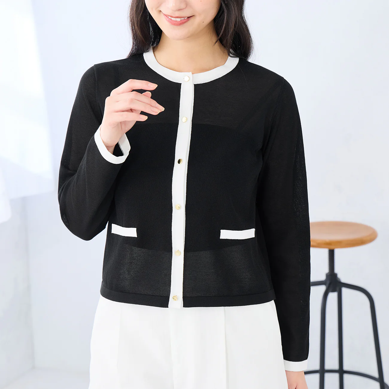 Contrast Sheer Knit Jacket - Image 18