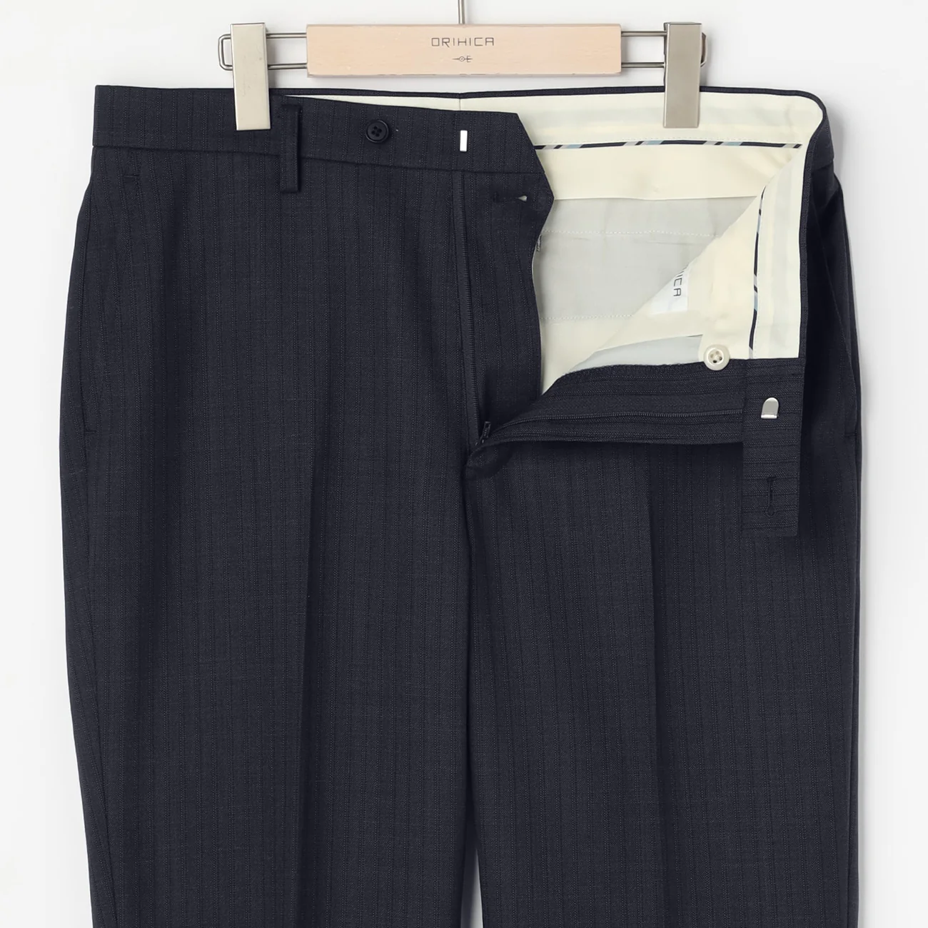 Wool Blend Stripe Suit - Navy - Image 9