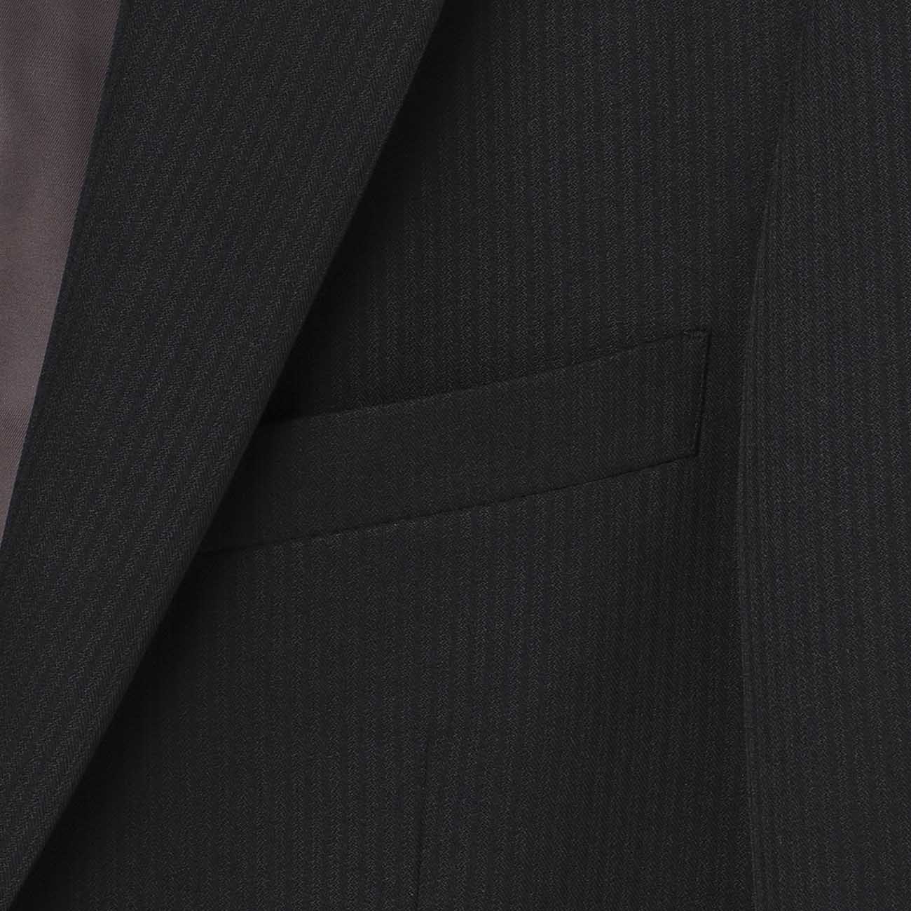 Washable Shadow Stripe 2-Button Suit - Black - Image 3