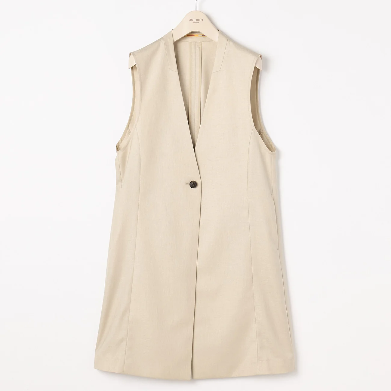 THE THIRD SUITS Linen-like Long Vest - Beige