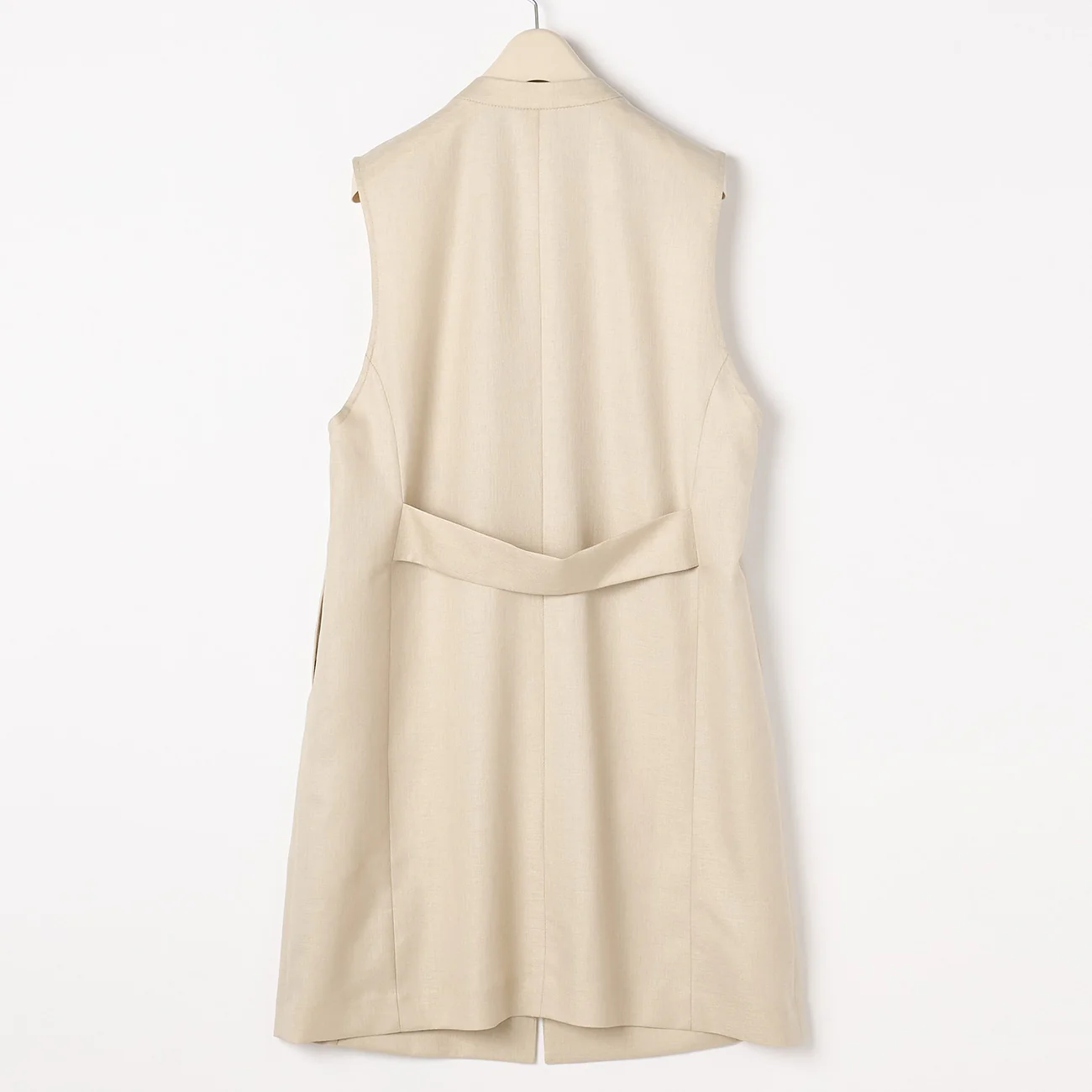 THE THIRD SUITS Linen-like Long Vest - Beige - Image 2