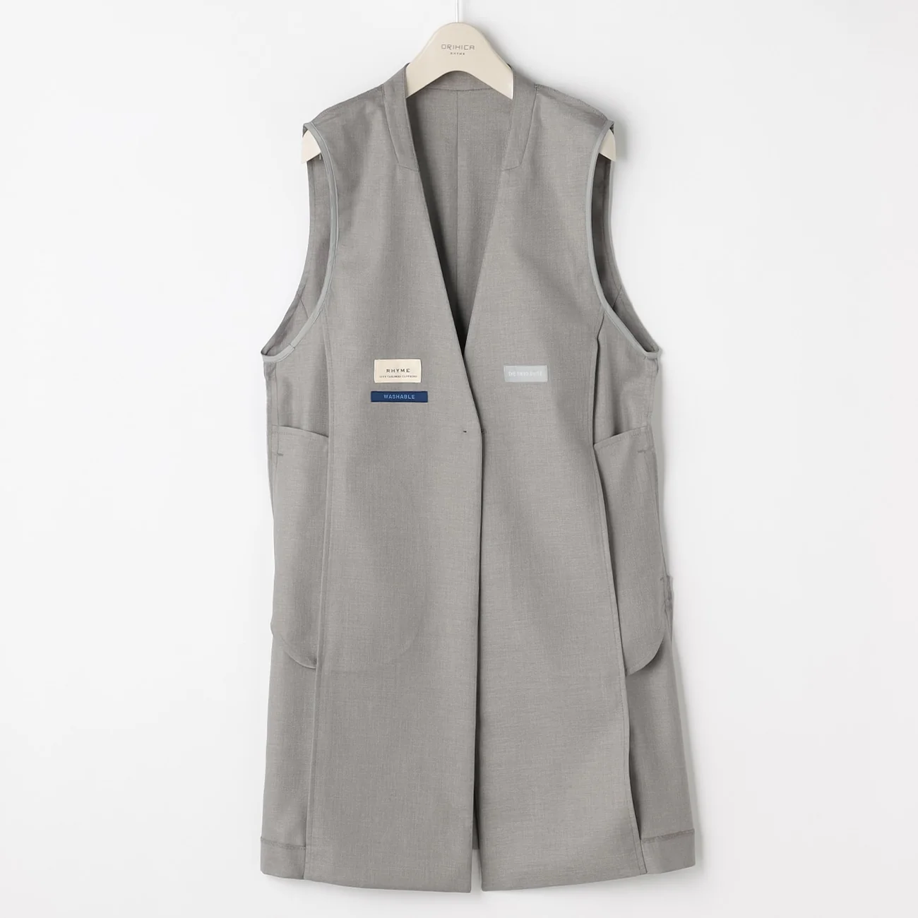 THE THIRD SUITS Linen-like Long Vest - Light Gray - Image 6