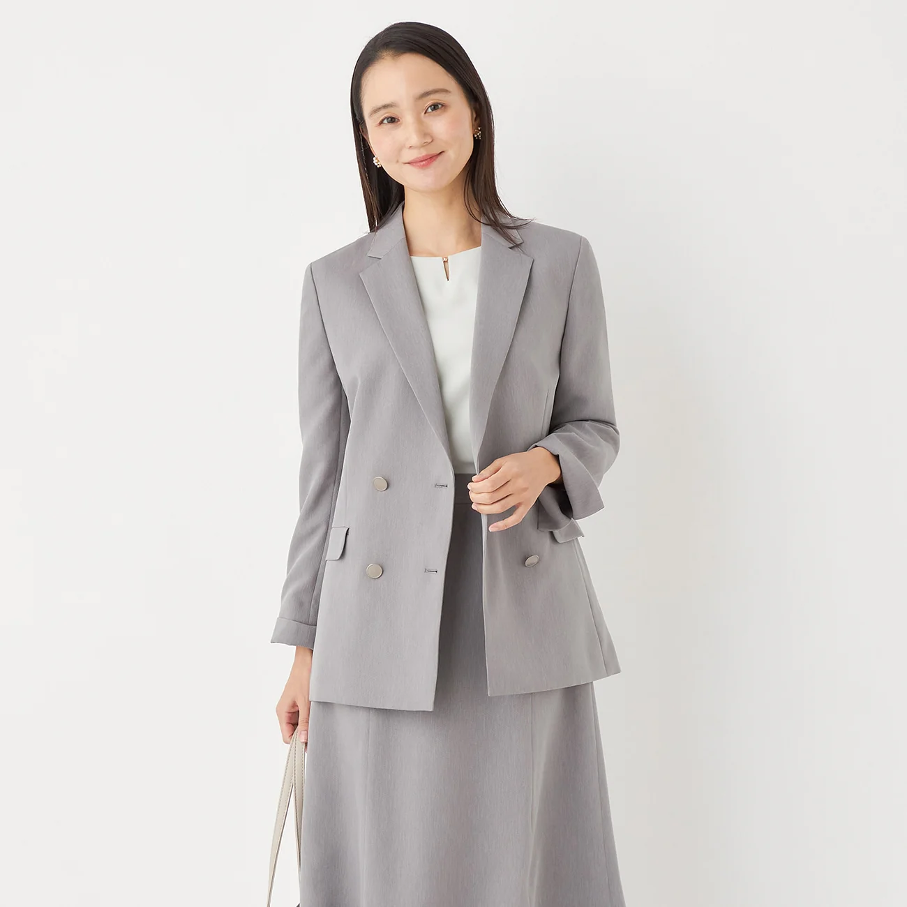 THE THIRD SUITS RIRANCHA Stretch Double-Breasted Jacket - Light Gray - Image 2