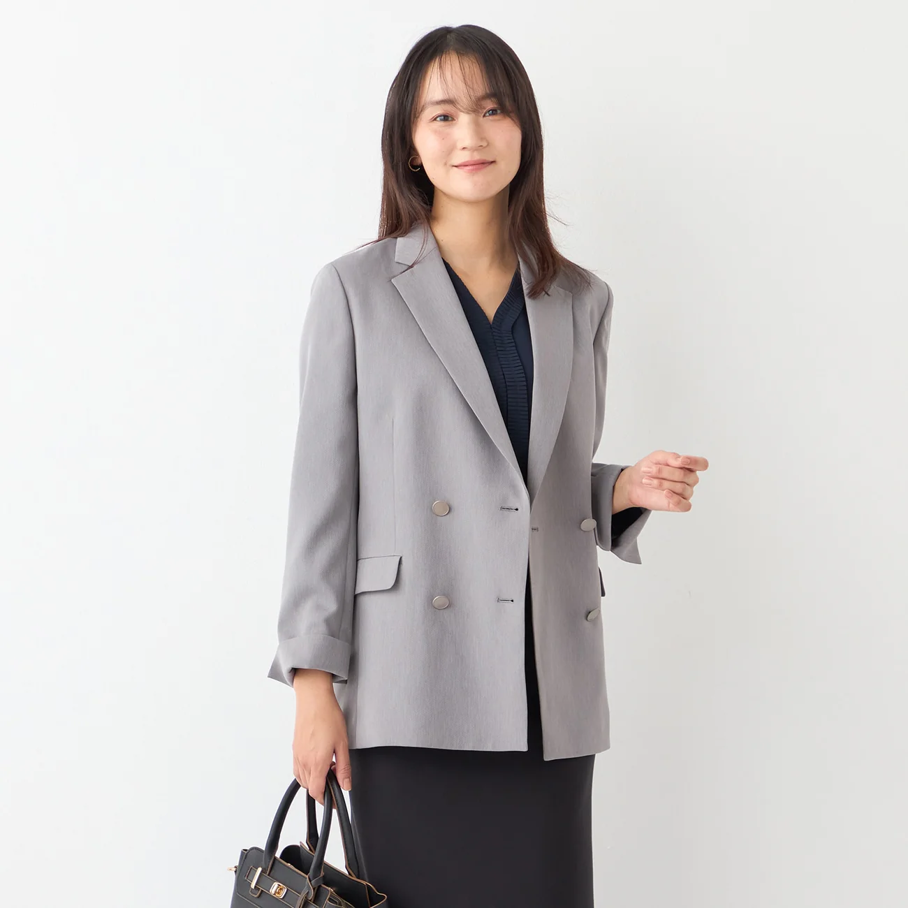 THE THIRD SUITS RIRANCHA Stretch Double-Breasted Jacket - Light Gray - Image 7