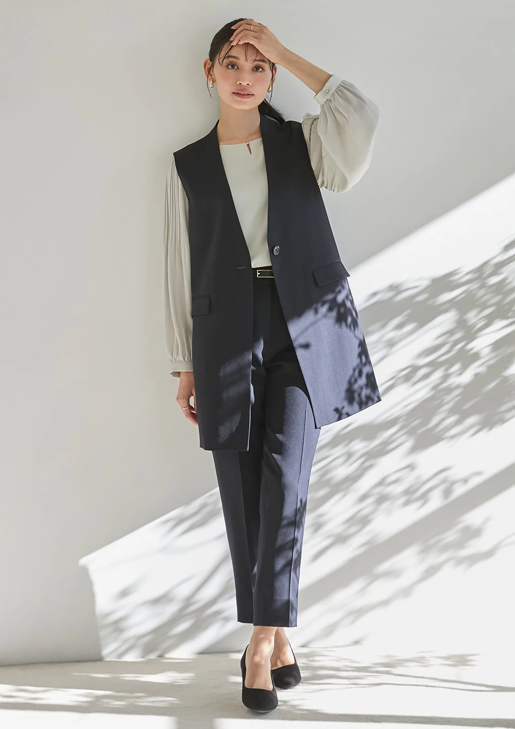 THE THIRD SUITS RIRANCHA Stretch Long Vest - Navy - Image 15