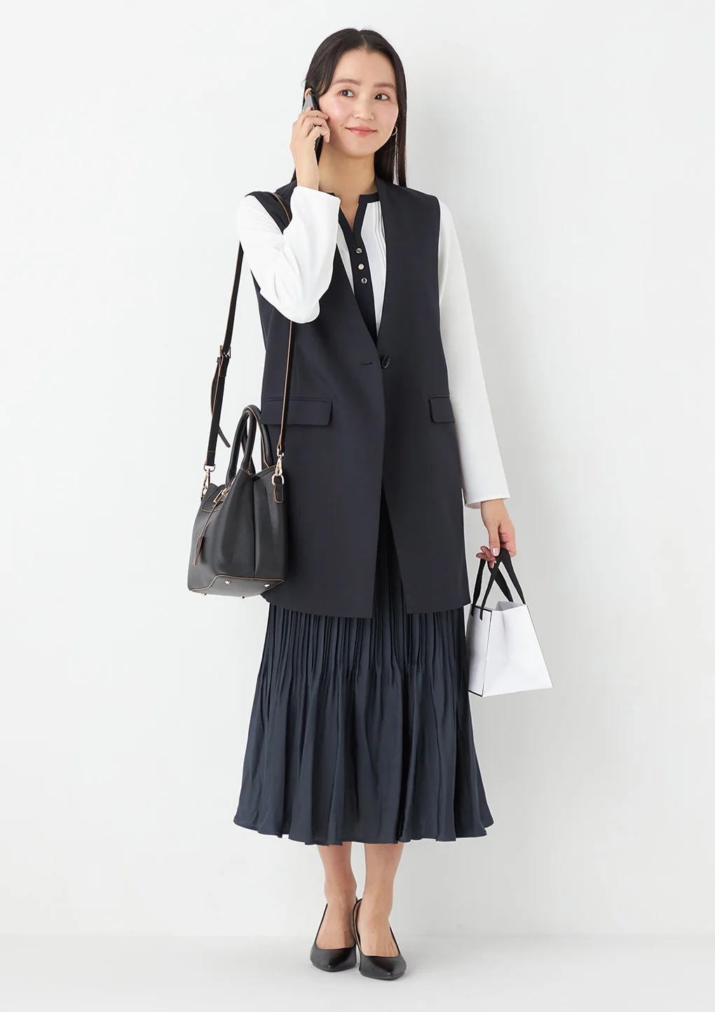THE THIRD SUITS RIRANCHA Stretch Long Vest - Navy - Image 16