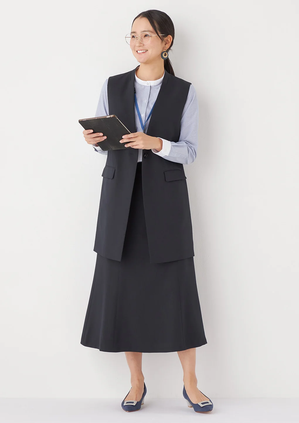 THE THIRD SUITS RIRANCHA Stretch Long Vest - Navy - Image 17