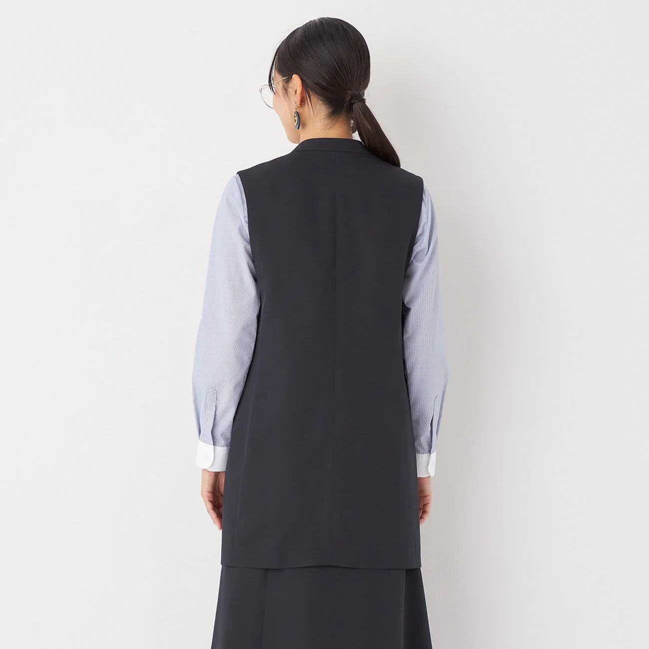 THE THIRD SUITS RIRANCHA Stretch Long Vest - Navy - Image 5