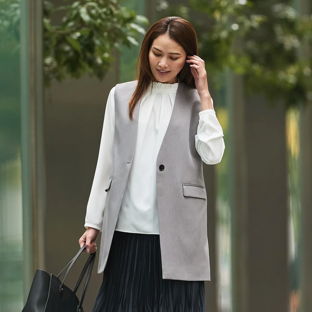 THE THIRD SUITS RIRANCHA Stretch Long Vest - Light Gray - Image 2
