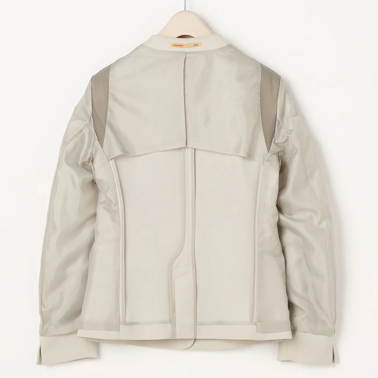 THE THIRD SUITS Double Cloth Collarless Jacket - Beige - Image 8