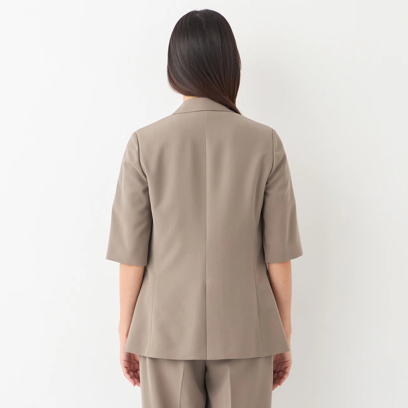 THE THIRD SUITS Washable Cool Touch Half Sleeve Double-Breasted Jacket - Beige - Image 8