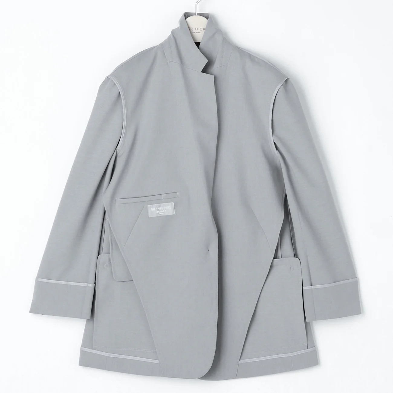 THE THIRD SUITS Washable Cool Touch Cropped Sleeve Long Jacket - Light Gray - Image 14