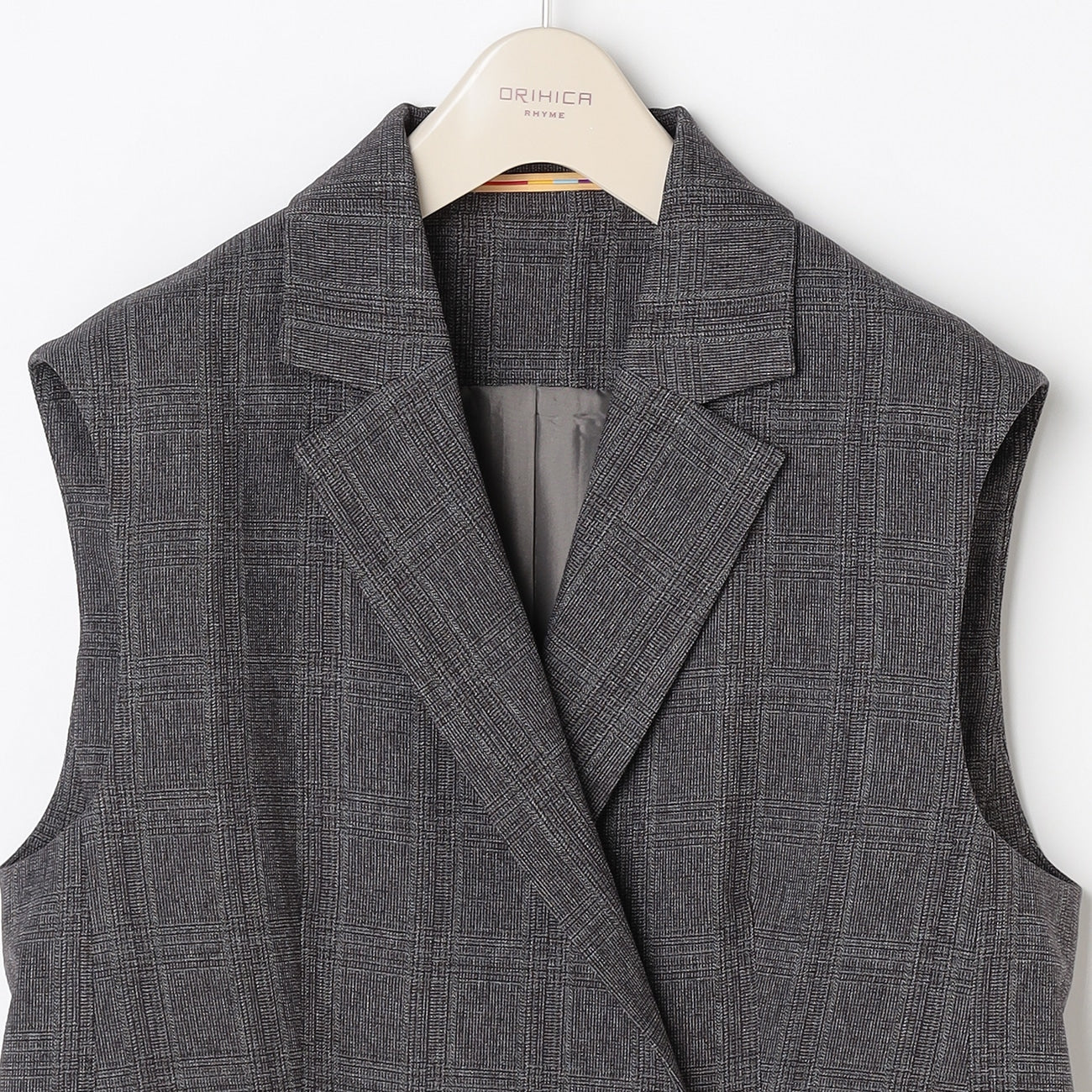THE THIRD SUITS Check Double Breasted Vest - Medium Gray - Image 3
