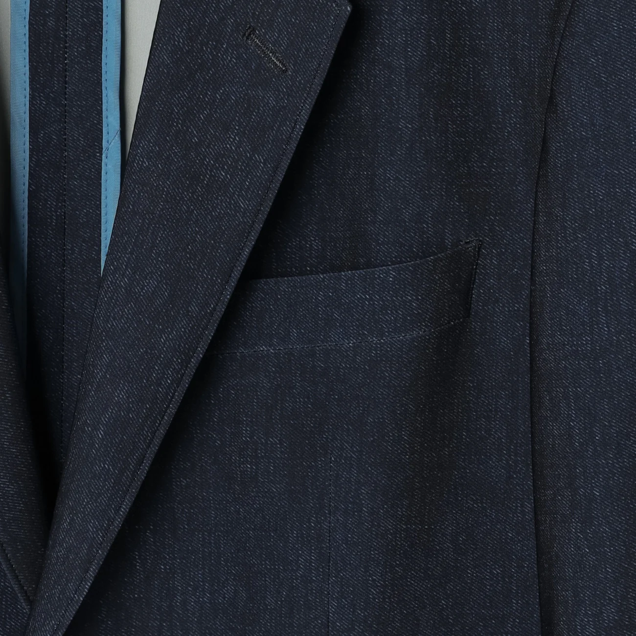 Japanese Fabric BIZSPO Print Denim-Like Suit Jacket - Navy - Image 3