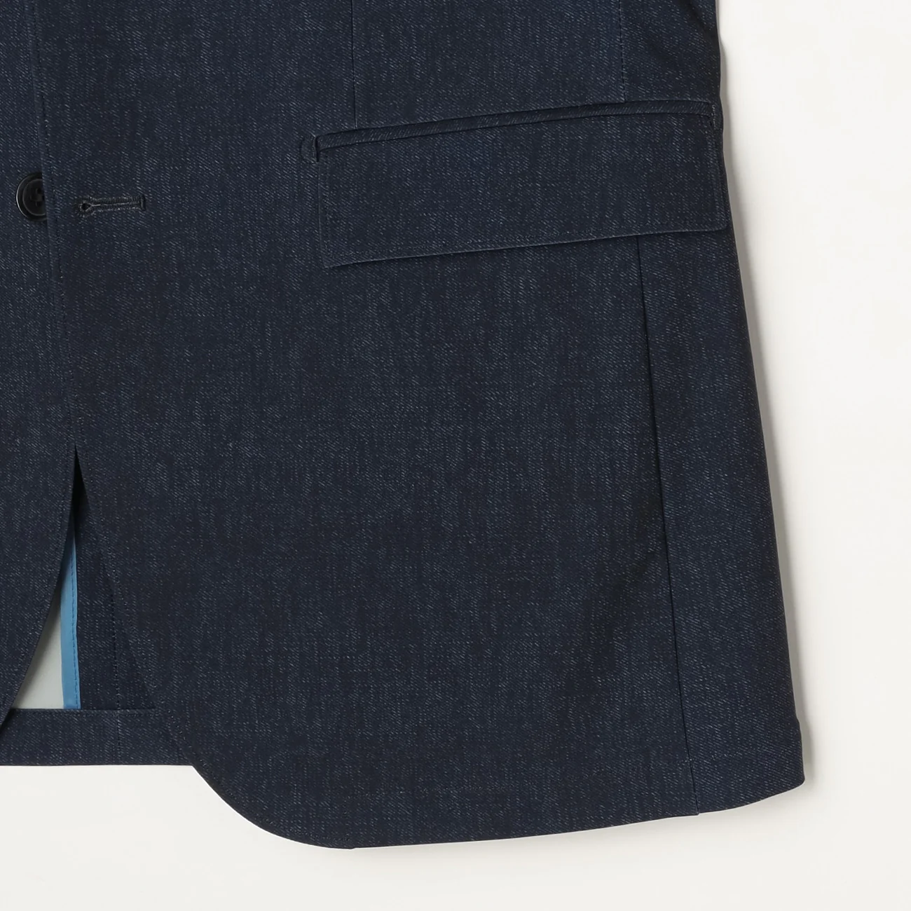Japanese Fabric BIZSPO Print Denim-Like Suit Jacket - Navy - Image 5