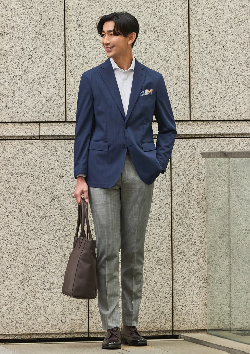 Super Cool High-breathability Pinhead Suit Jacket - Navy - Image 18