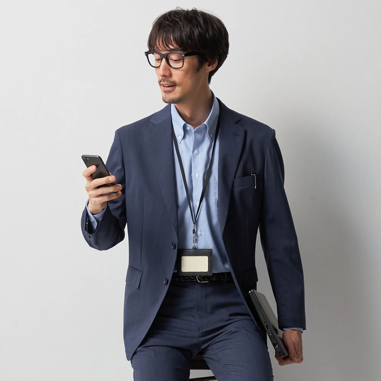 Super Cool High-breathability Pinhead Suit Jacket - Navy - Image 3