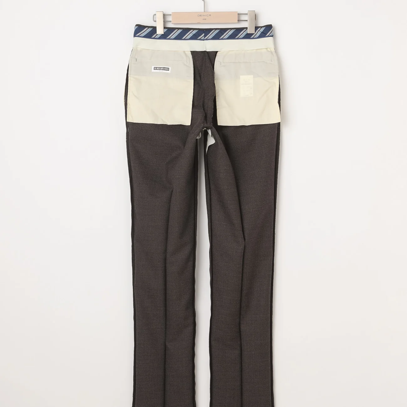 Houndstooth Milled Wool Pants - Brown - Image 5