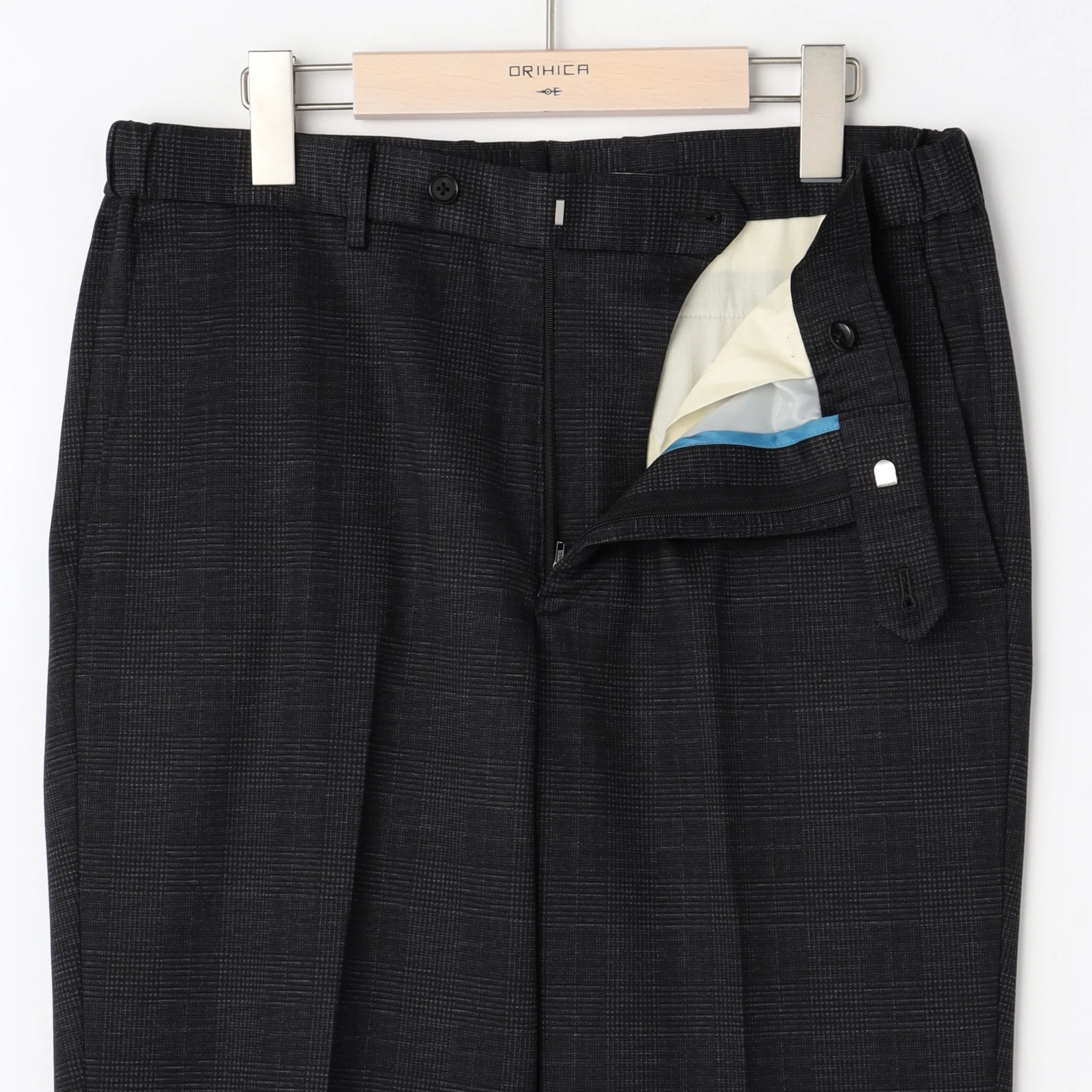 THE THIRD SUITS Glen Check Pants - Charcoal Gray - Image 2