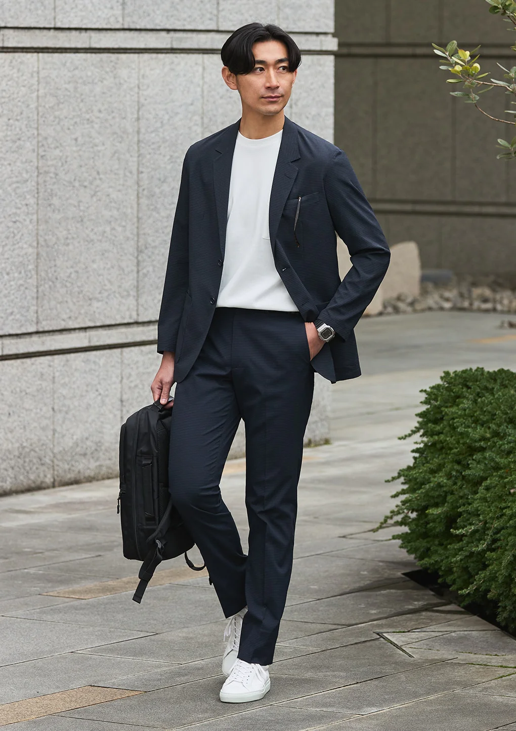 THE THIRD SUITS Japanese Fabric High-Breathability Seersucker Pants - Navy - Image 17