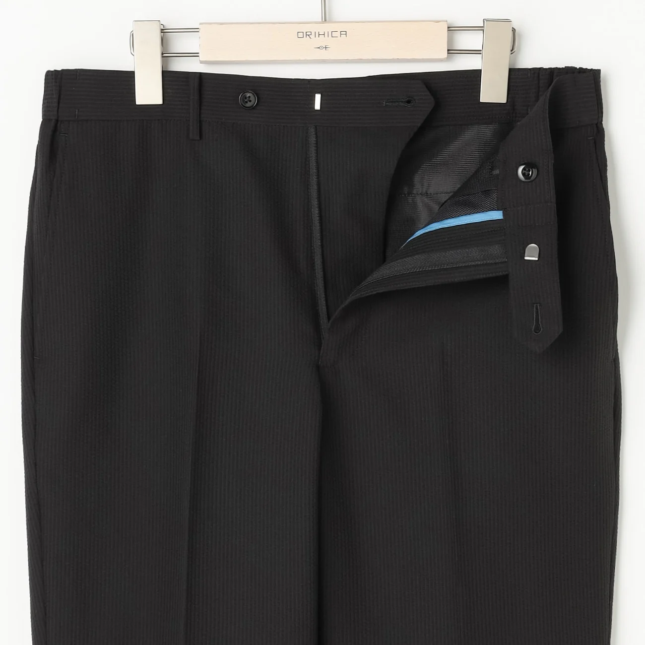 THE THIRD SUITS Japanese Fabric High-Breathability Seersucker Pants - Black - Image 4