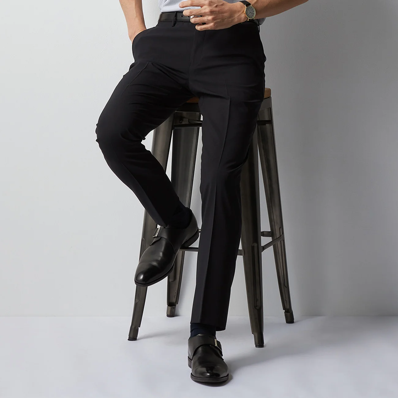 Super Cool High-breathability Check Pants - Navy