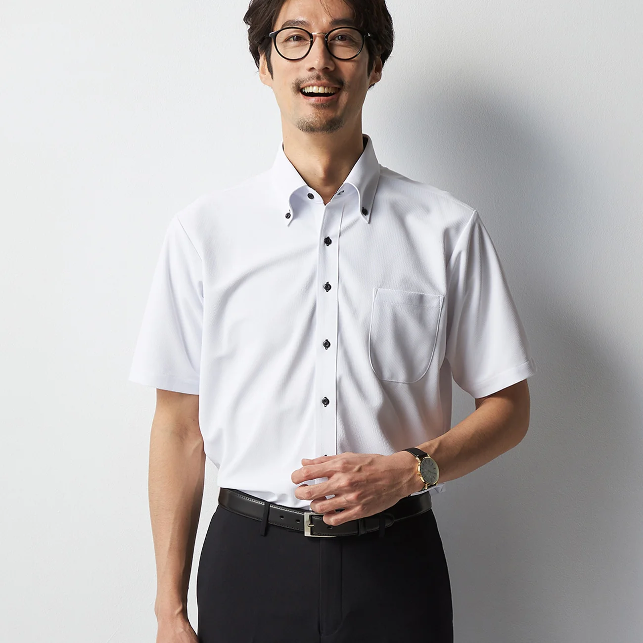 Super Non-Iron DRYDRY Short Sleeve Button-Down Shirt - White