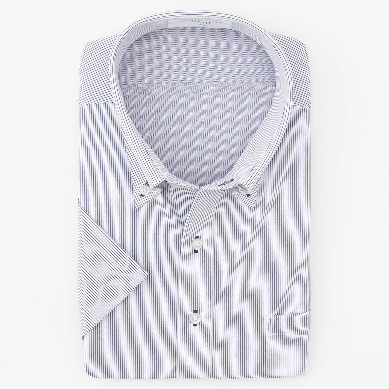 Super Non-Iron DRYDRY Striped Short Sleeve Button-Down Shirt - Navy - Image 2