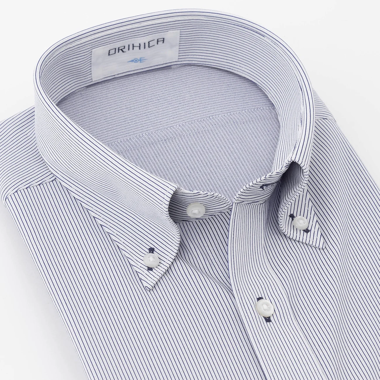Super Non-Iron DRYDRY Striped Short Sleeve Button-Down Shirt - Navy - Image 3