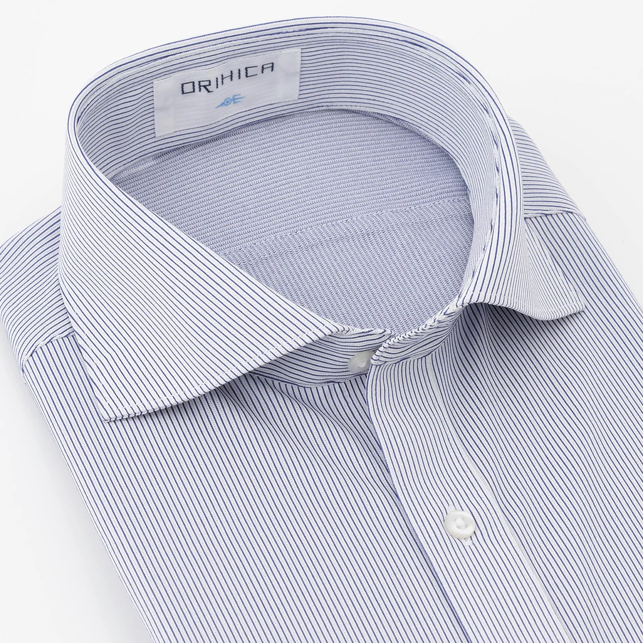 Super Non-Iron DRYDRY Striped Short Sleeve Cutaway Shirt - Navy - Image 3