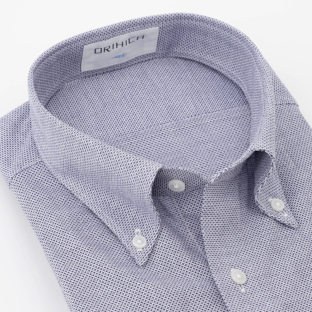 Super Cool Non-Iron Leno Weave Short Sleeve Button-Down Shirt - Navy - Image 3