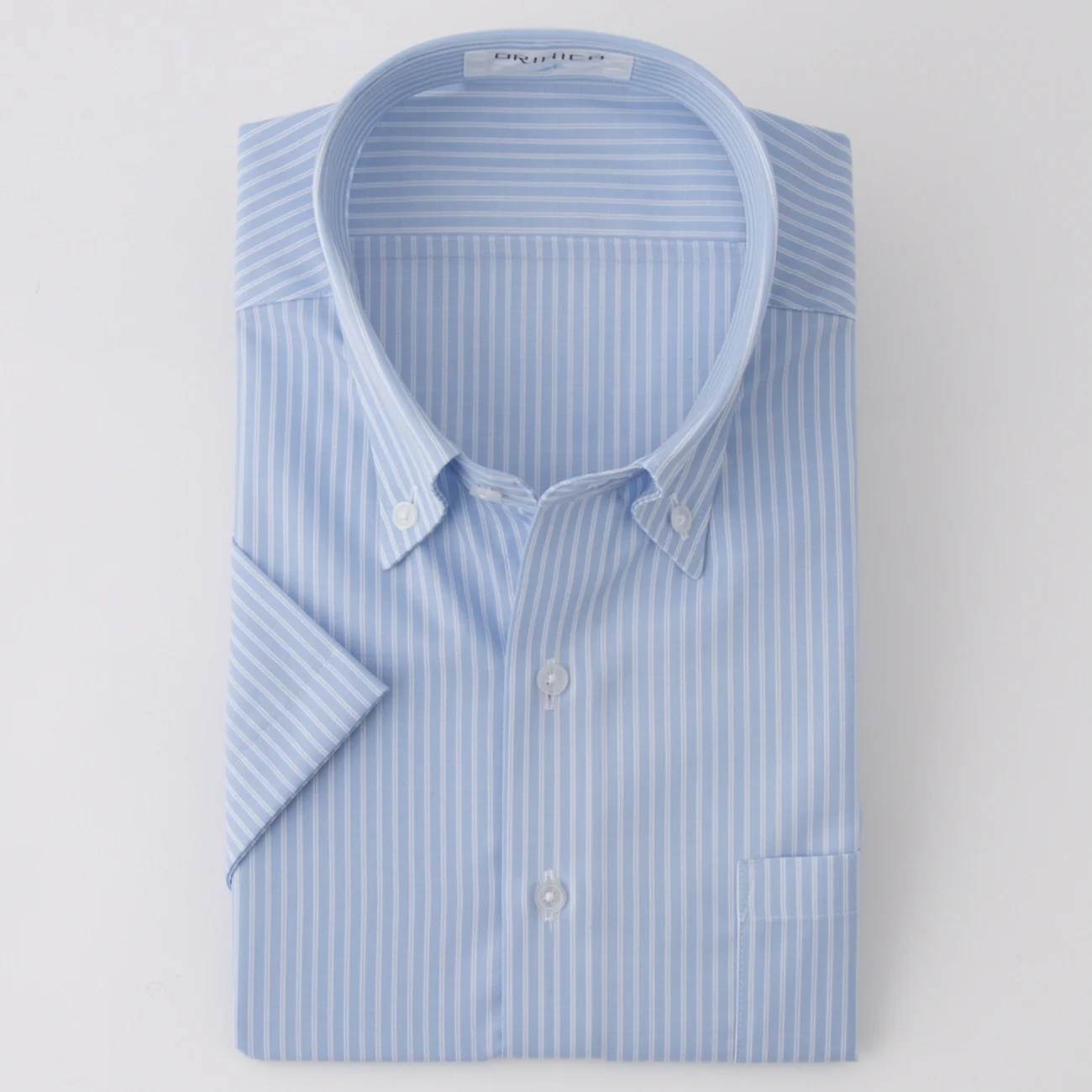Super Cool Non-Iron Striped Short Sleeve Button-Down Shirt - Blue - Image 2