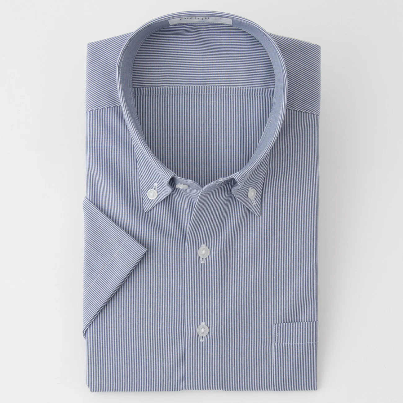 Super Cool Non-Iron Striped Short Sleeve Button-Down Shirt - Navy - Image 2