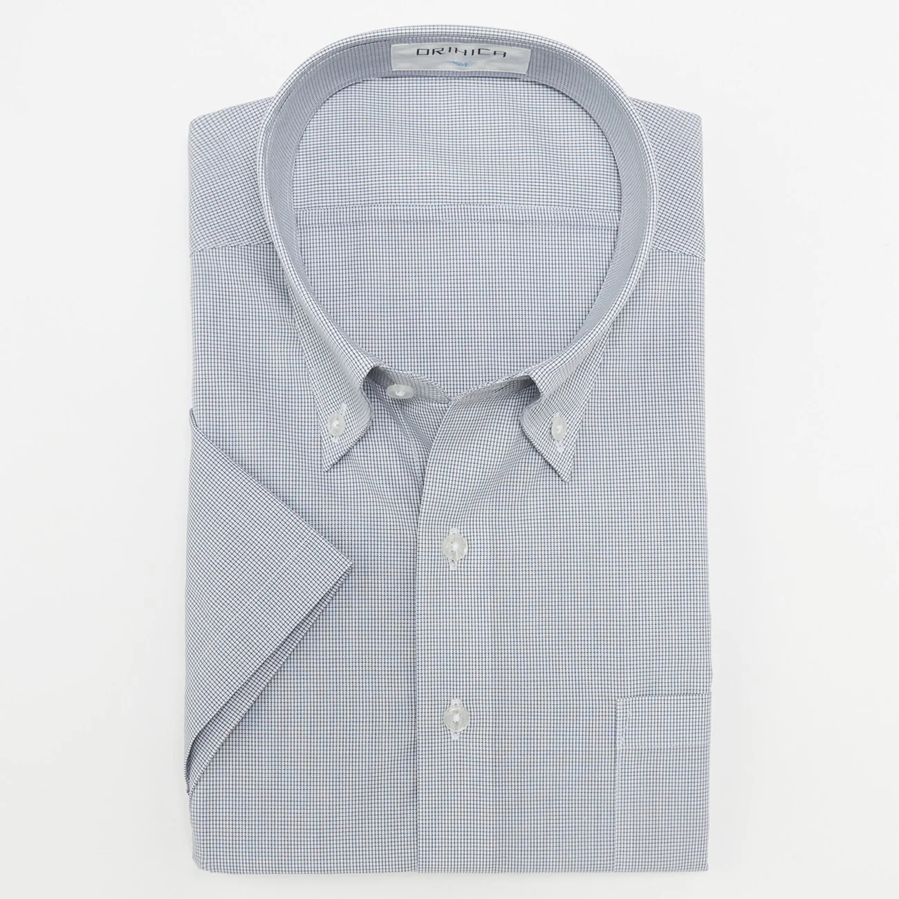 Super Cool Non-Iron Check Short Sleeve Button-Down Shirt - Gray - Image 2
