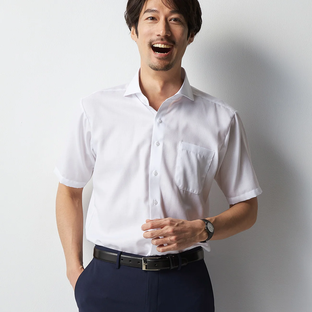 Super Cool Non-Iron Short Sleeve Cutaway Shirt - White