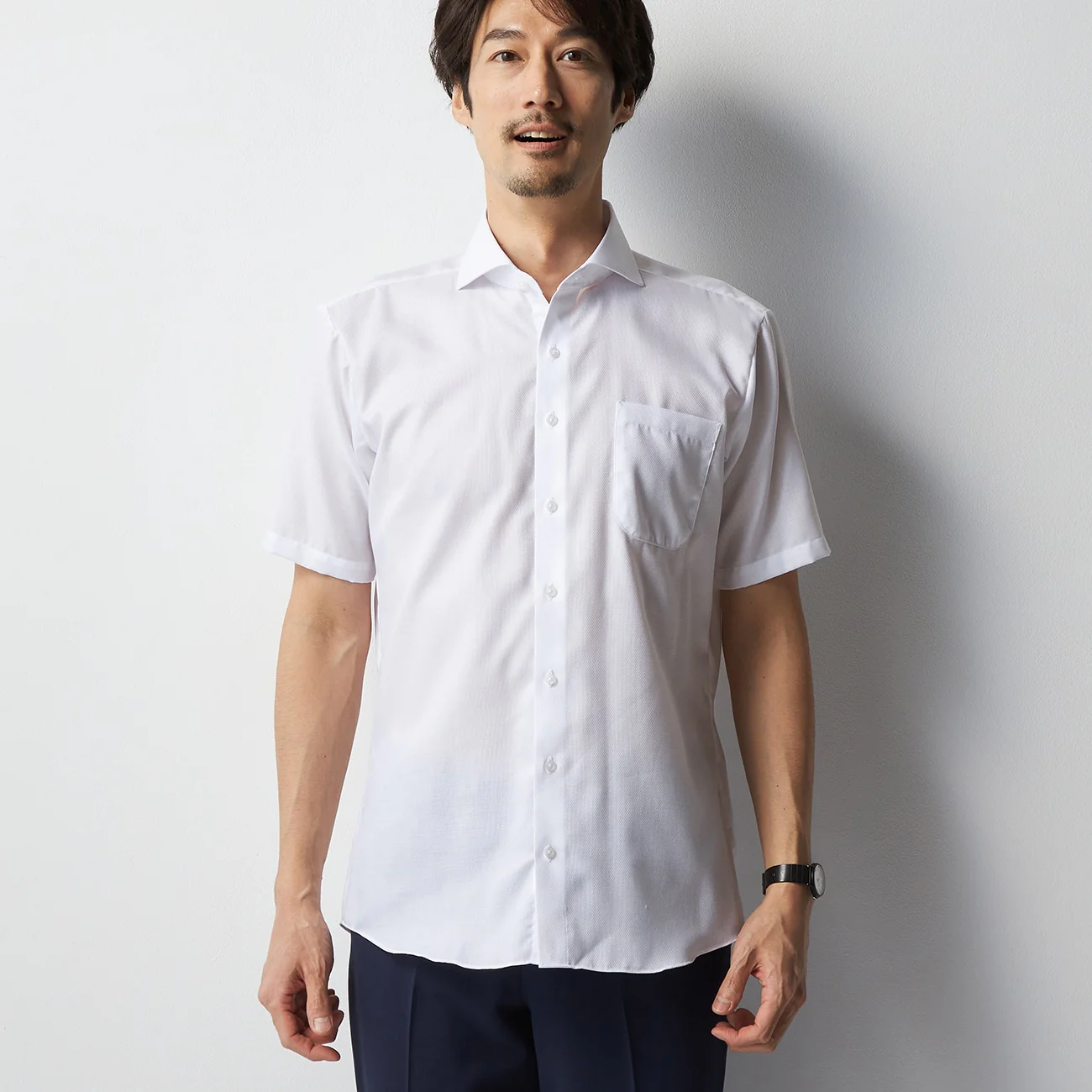 Super Cool Non-Iron Short Sleeve Cutaway Shirt - White - Image 2