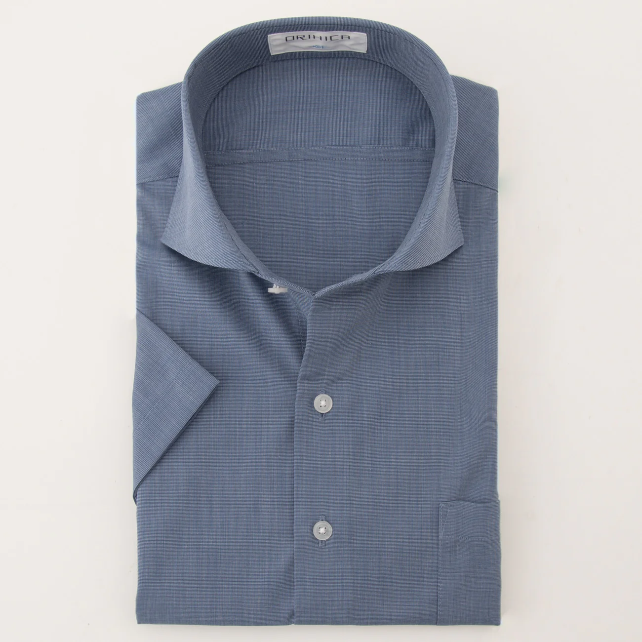 Super Cool Non-Iron Short Sleeve Cutaway Shirt - Navy - Image 2