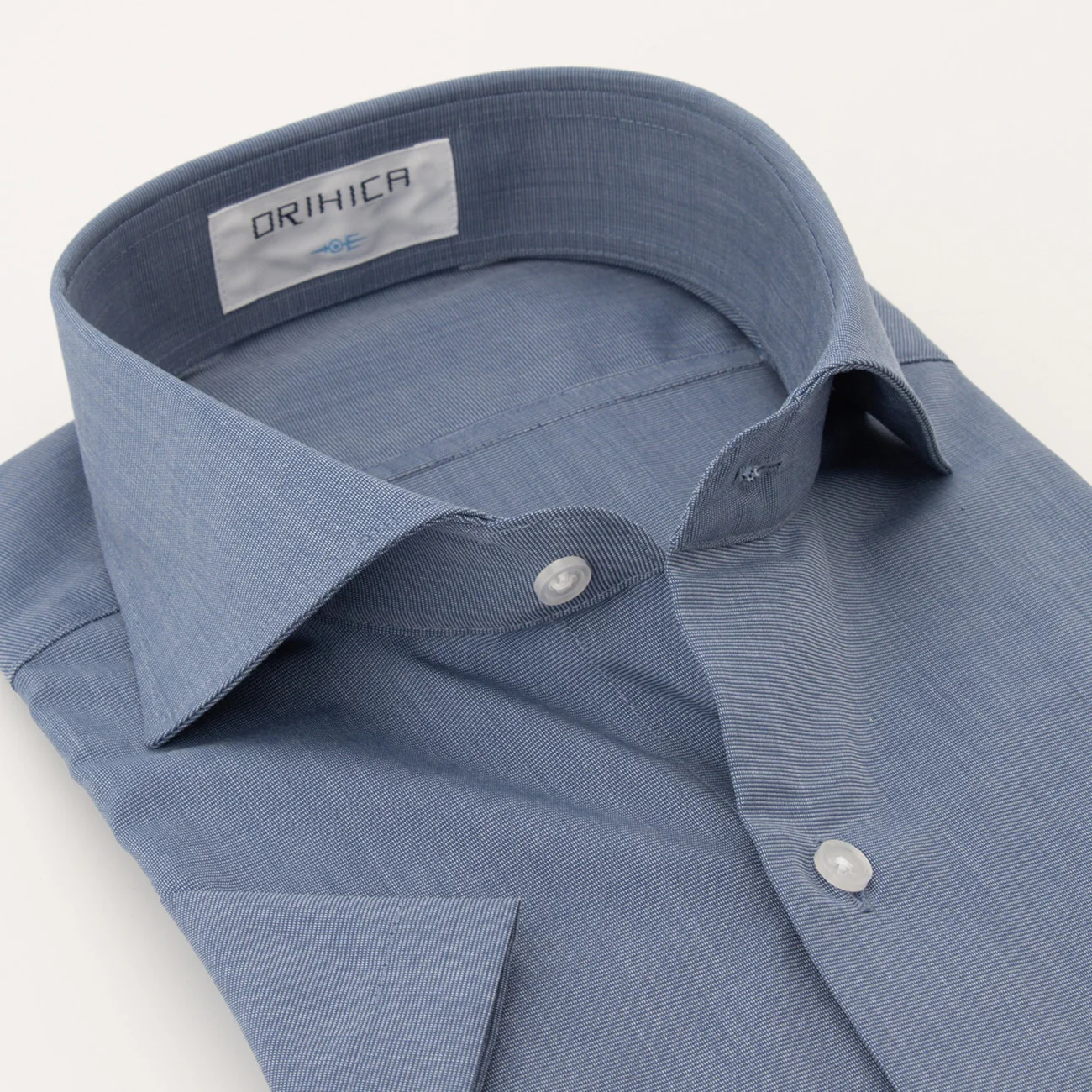 Super Cool Non-Iron Short Sleeve Cutaway Shirt - Navy - Image 3