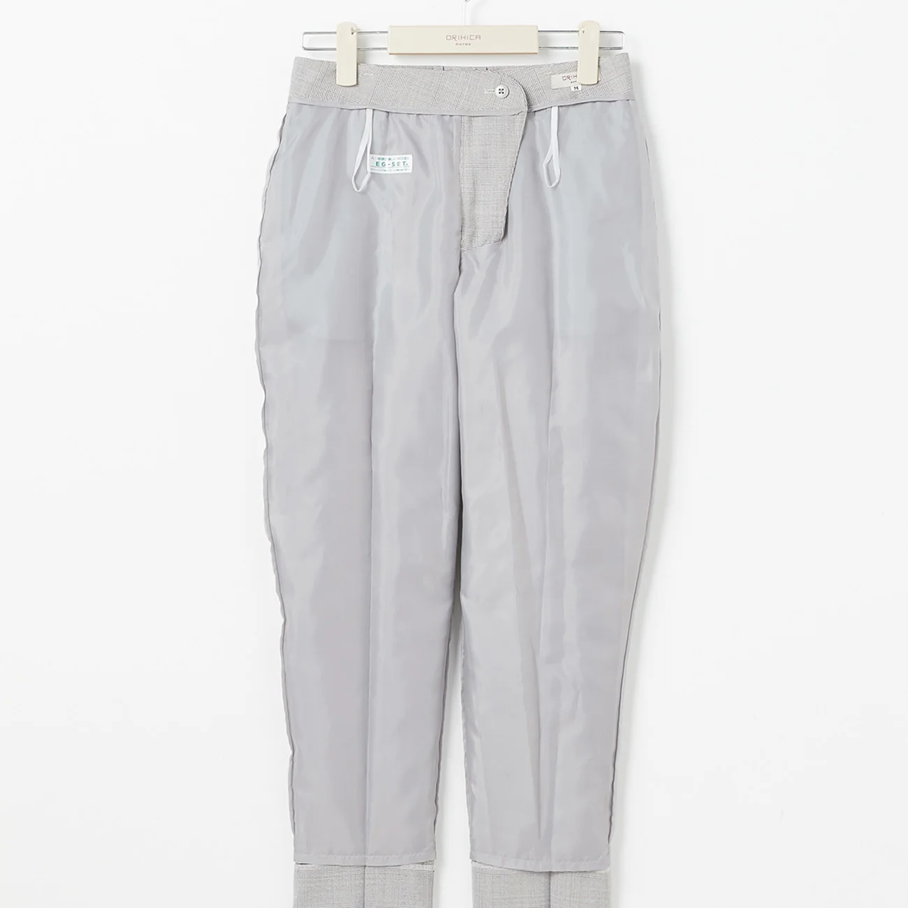 Washable Stretch Check Cropped Pants - Light Gray - Image 4