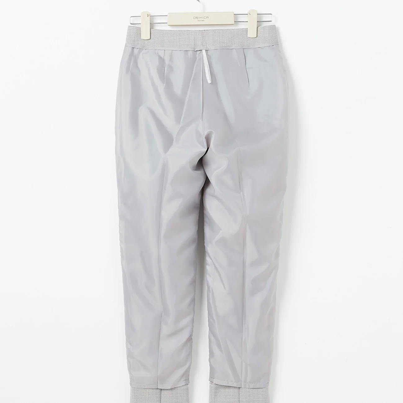 Washable Stretch Check Cropped Pants - Light Gray - Image 5