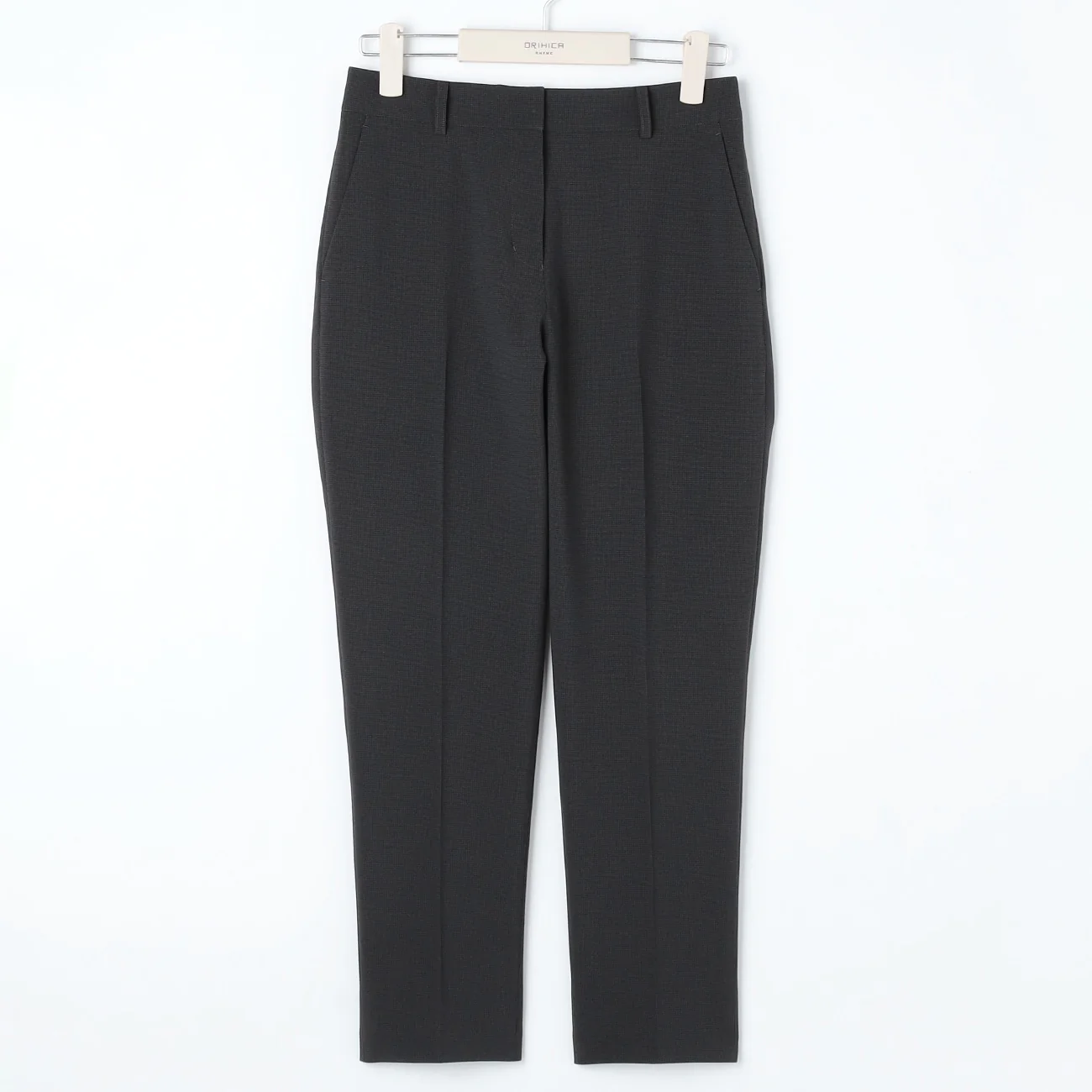 Washable Stretch Cropped Houndstooth Pants - Charcoal Gray - Image 5