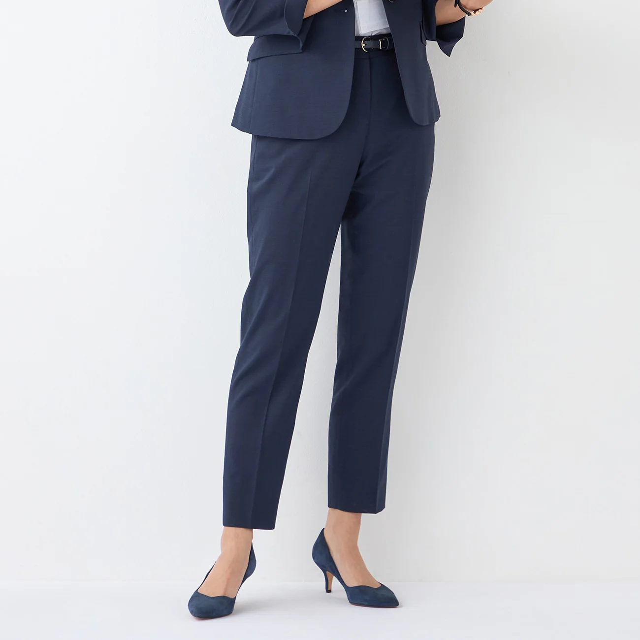 High-breathability Washable Stretch Cropped Pants - Navy - Image 4