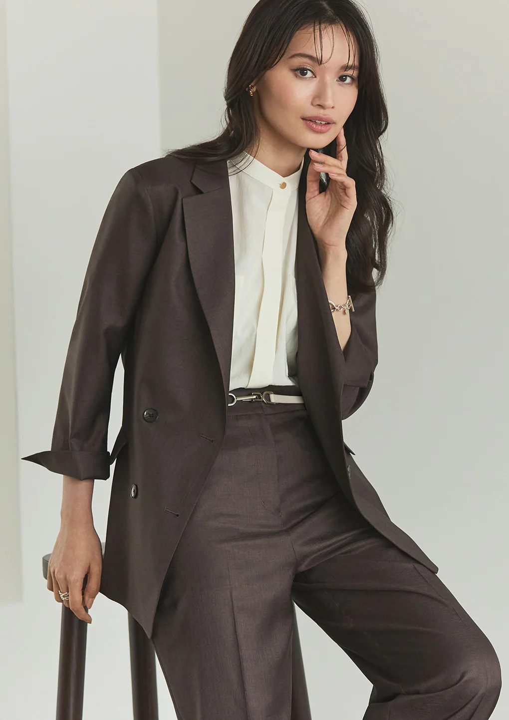 THE THIRD SUITS Linen-Like Wide Pants - Brown - Image 11