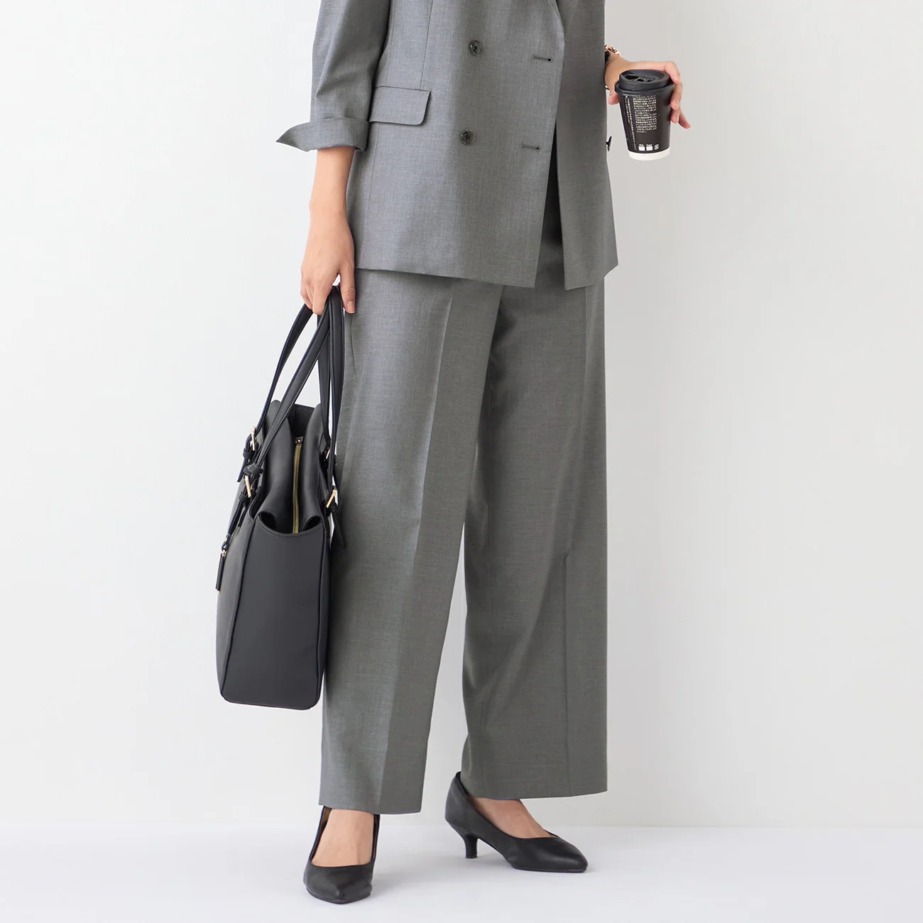 THE THIRD SUITS Linen-Like Wide Pants - Medium Gray - Image 3