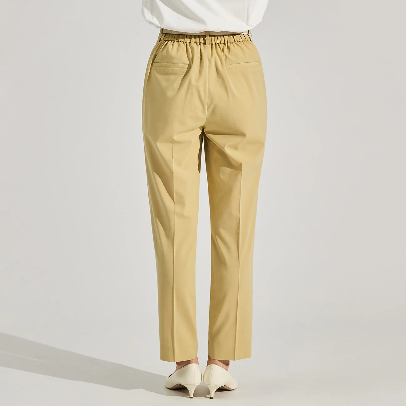 Flamingo Pants Airy Washable Stretch Tapered Pants - Yellow - Image 4