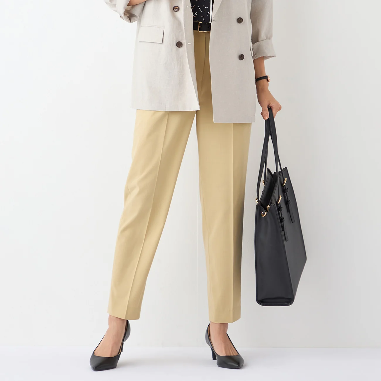 Flamingo Pants Airy Washable Stretch Tapered Pants - Yellow - Image 5