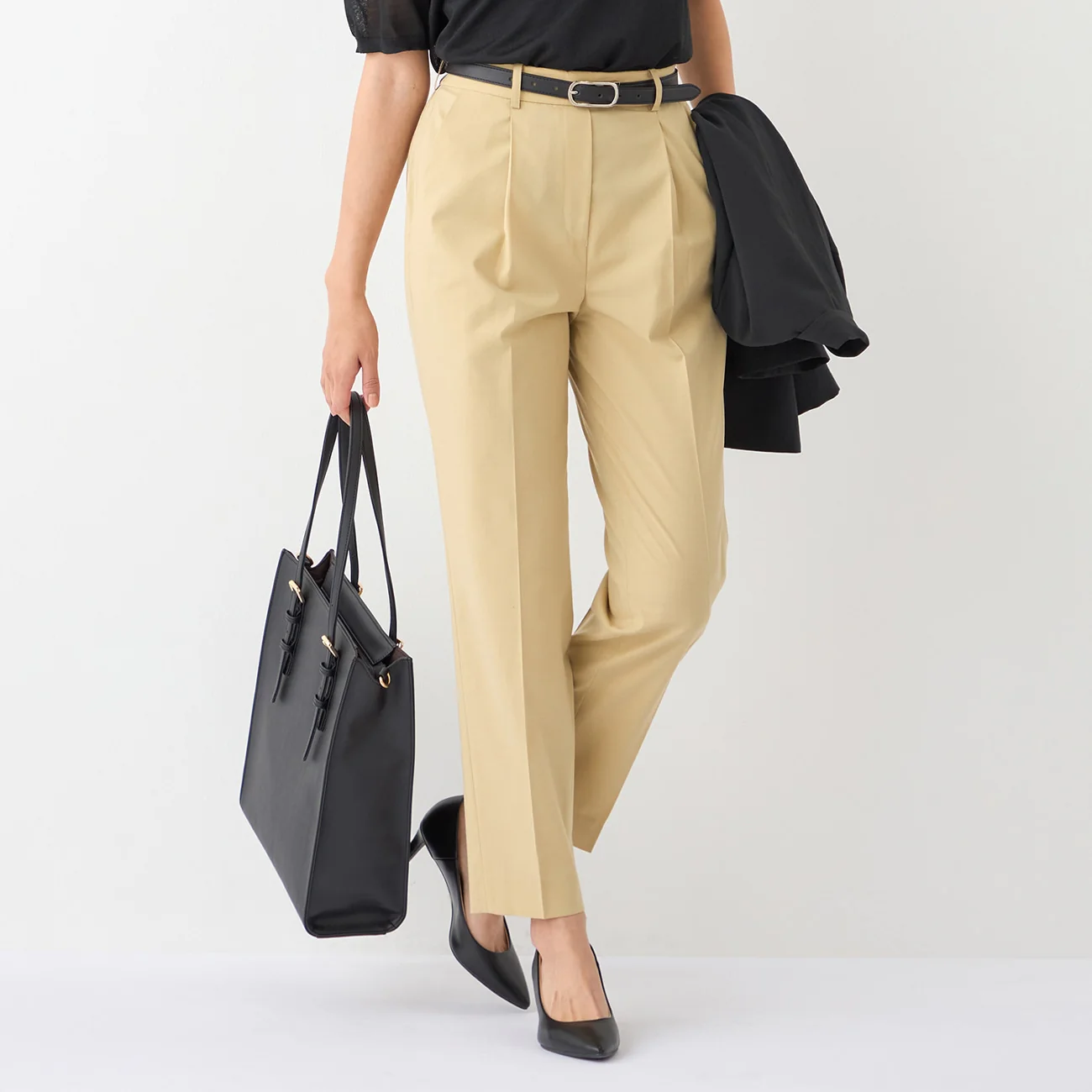 Flamingo Pants Airy Washable Stretch Tapered Pants - Yellow - Image 9