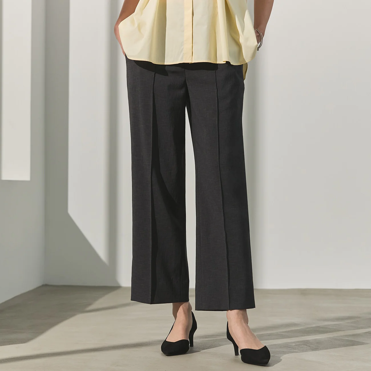 Flamingo Airy Wide Pants - Charcoal Gray