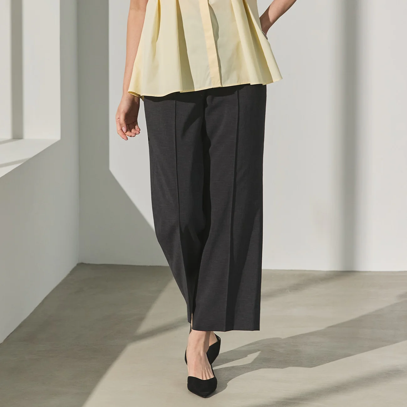 Flamingo Airy Wide Pants - Charcoal Gray - Image 2